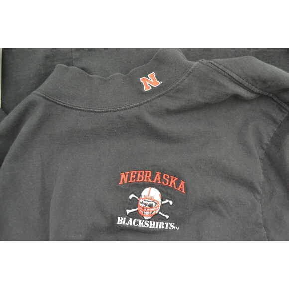 Nebraska Blackshirts Men's Medium Black Embroidered Mock Neck Long Sleeve Shirt - Picture 8 of 12